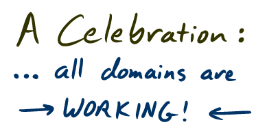 A celebration: All domains are working!