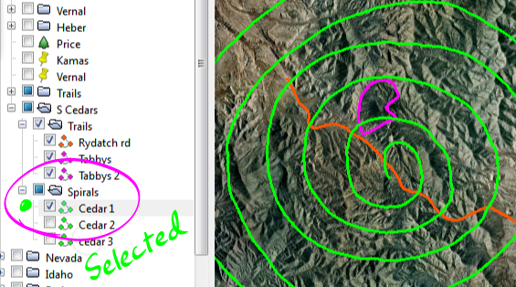 Spiral for data collection, Cedars area